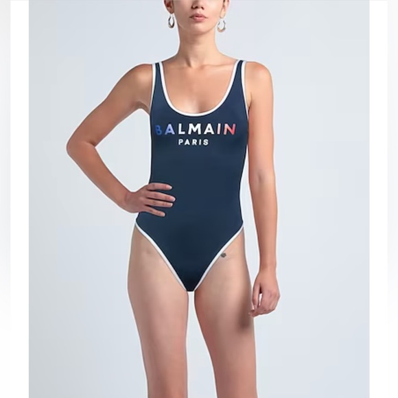 BALMAIN**Navy Logo One-Piece Swimsuit***US 4 $580 - Picture 3 of 5